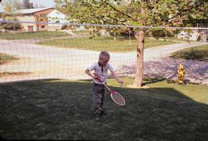 Hilda and Henrys Front Yard playing badmitten Bill Picture 312